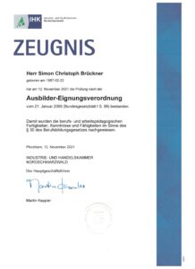 Zeugnis Ausbilder IHK