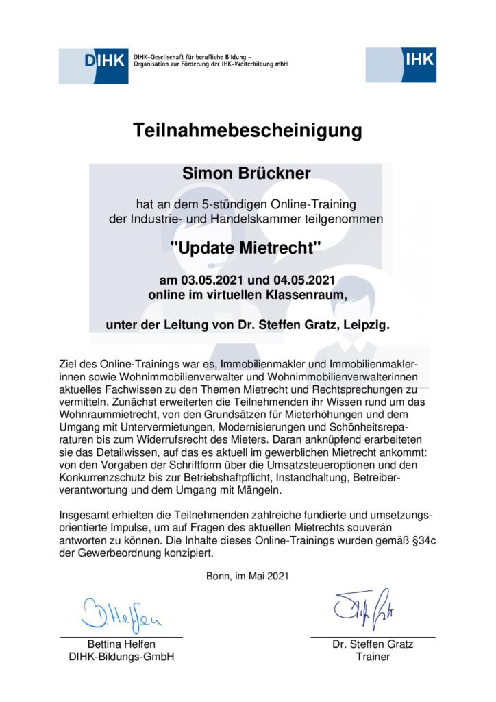 IHK Teilnahmebescheinigung 04.05.2021